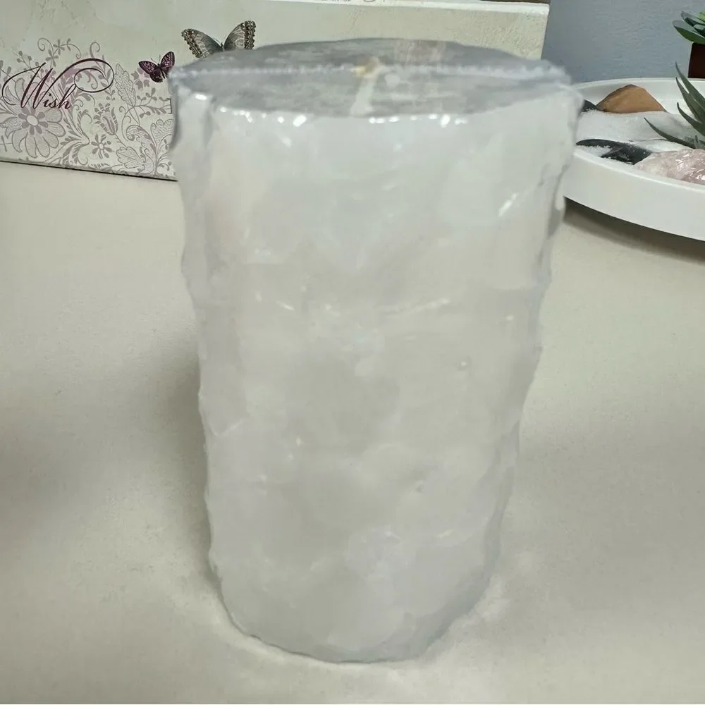 Sullivans White Tall Floral Pillar Candle